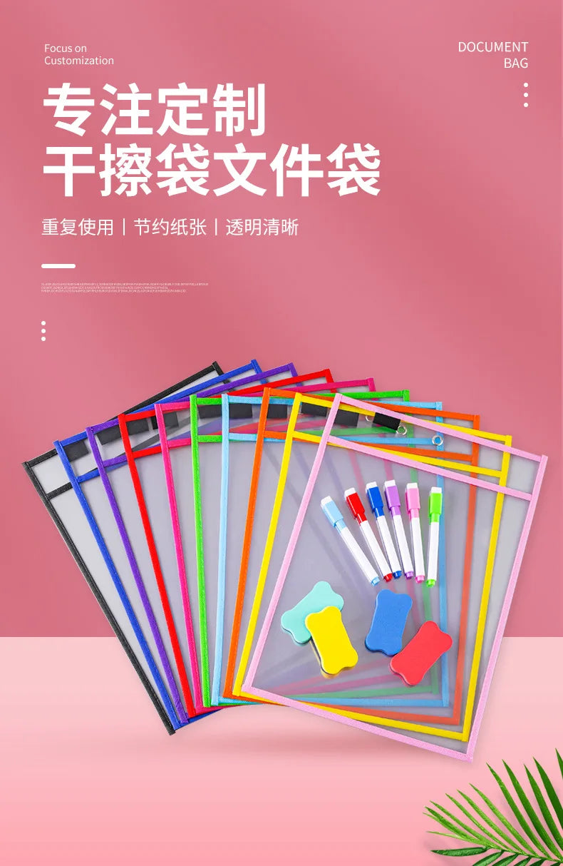 File Set Hanging Set Storage Bag Pet Transparent Dry Erase Bag Document Holder Clear Plastic Organizer Pouch