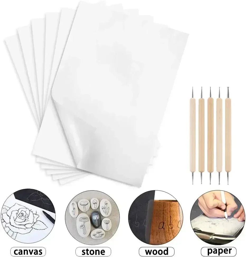 50 Sheets A4 Carbon Copy Transfer Paper, Reusable Graphite Tracing Paper for Painting Sewing Wood Fabric DIY Craft & Office Draw