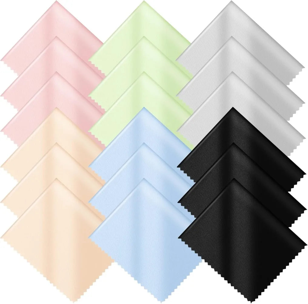 18 Pack of Microfiber Cleaning Cloths (7" x 6") Multicolor Eyeglass Cleaning Cloths for Eyeglasses, Camera Lenses, Mobile Phones