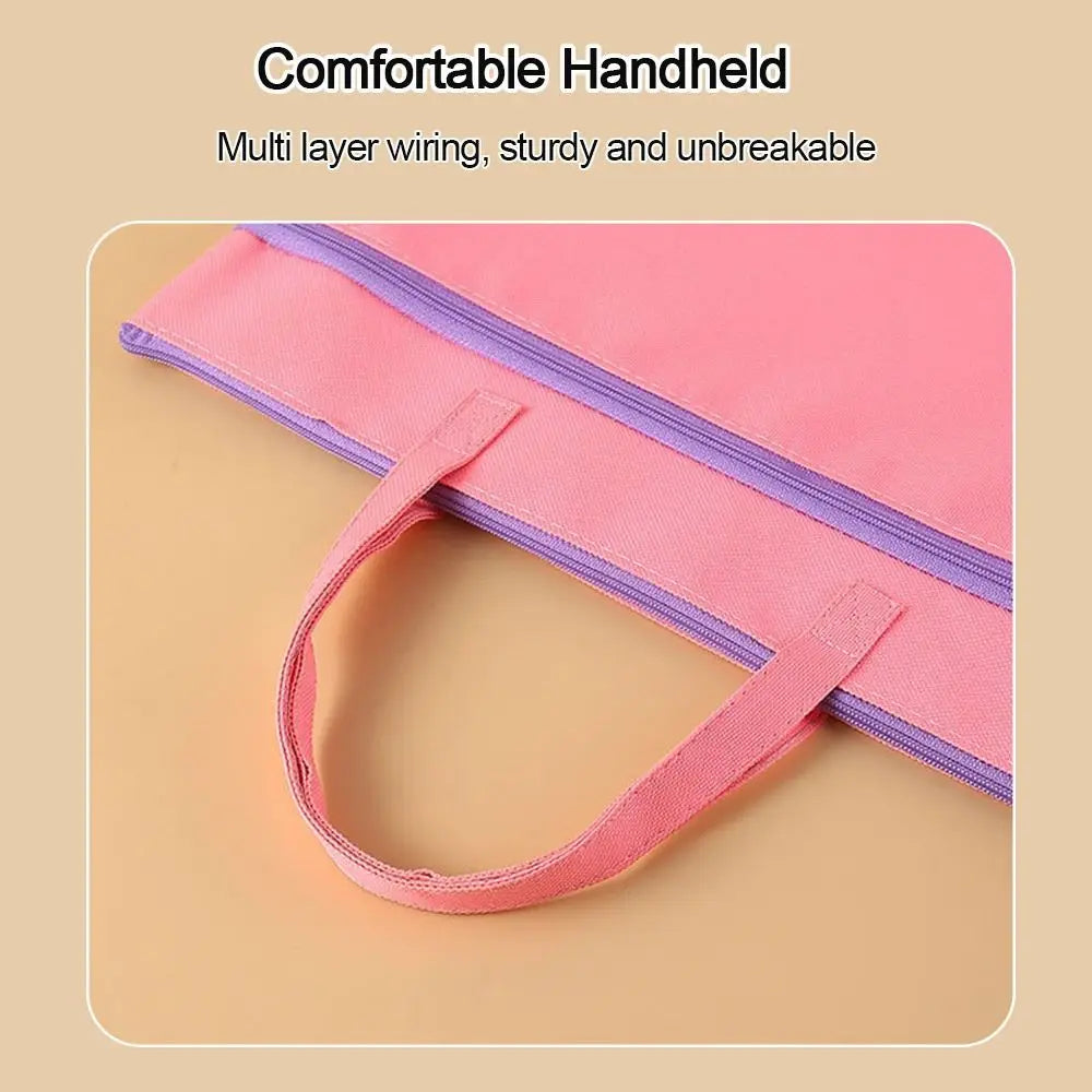 A4 File Bag Portable Zipper Oxford Cloth Waterproof 8k Sketch Drawing Art Storage Bag Canvas Bag School Office Filing Products