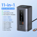 Baseus 11-IN-1 USB C HUB HDMI DP 4K@60Hz MST Triple Display USB 3.2 Splitter with RJ45 3.5mm Mic PD100W Magnetic Docking Station