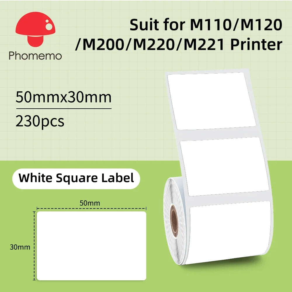 Phomemo Label For M110/M220/M221 Mini Printer Portable Thermal Label Stickers Self-Adhesive Waterproof Label Maker Sticker New