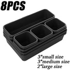 32PCS Desk Drawer Organizers 3 Size Plastic Interlocking Shallow Tool Organizer Tray Dividers Separators Storage Bins Container