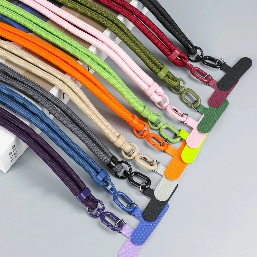 Colorful Adjustable Long Lanyard for Mobile Cell Phone Candy Solid Color Crossbody Necklace Anti-Lost Strap for Phone Universal