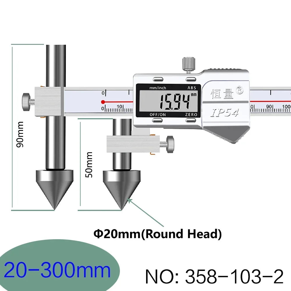 Round Hole Center Distance Digital Caliper 10mm 20mm Cone Probe Measuring Hole Center Distance Hole Distance Center Line Caliper