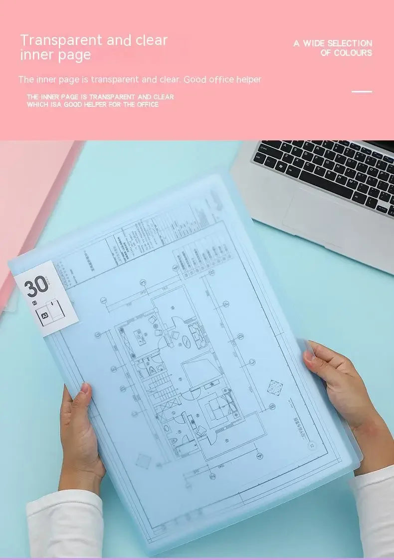 A3 File Folder Display Book 20-80pages Painting Art Collection 8k Album Transparent Information Children's Reward Poster Storage