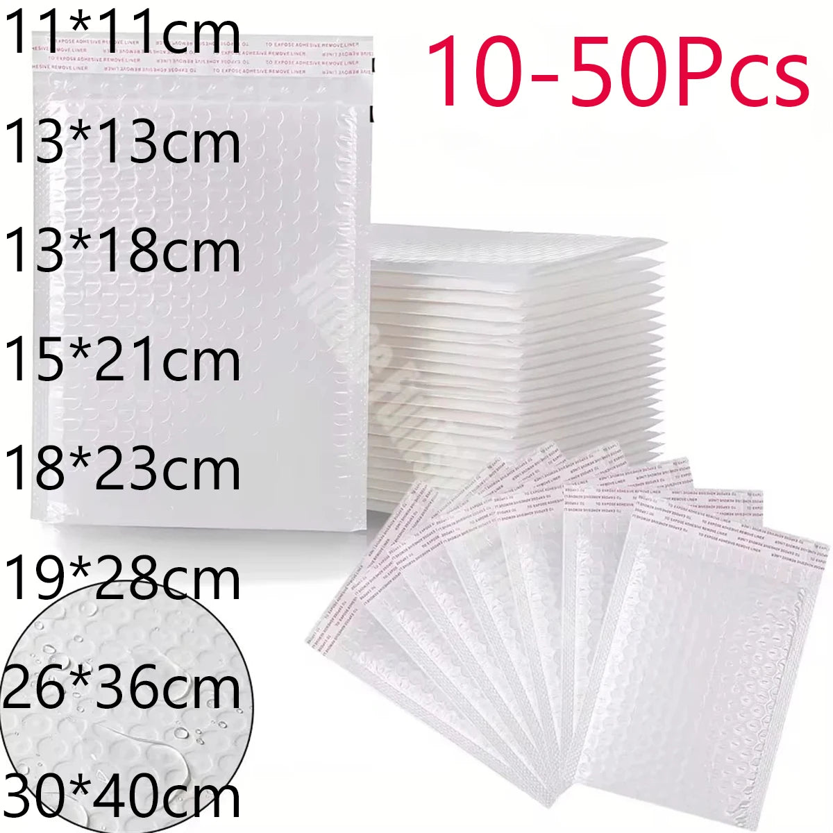10/50Pcs Bubble Mailers White Poly Bubble Mailer Self Seal Padded Gift Bag Packaging Envelope Bags Book Shipping Package Bag