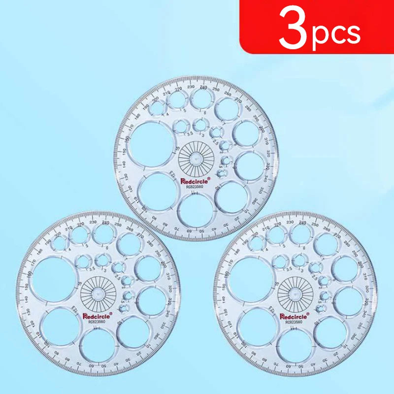 1/4Pcs Circle Template Measurement Geometry Ruler Circular Oval Drawing Template Drafting Ruler Office School Scale Drawing Tool