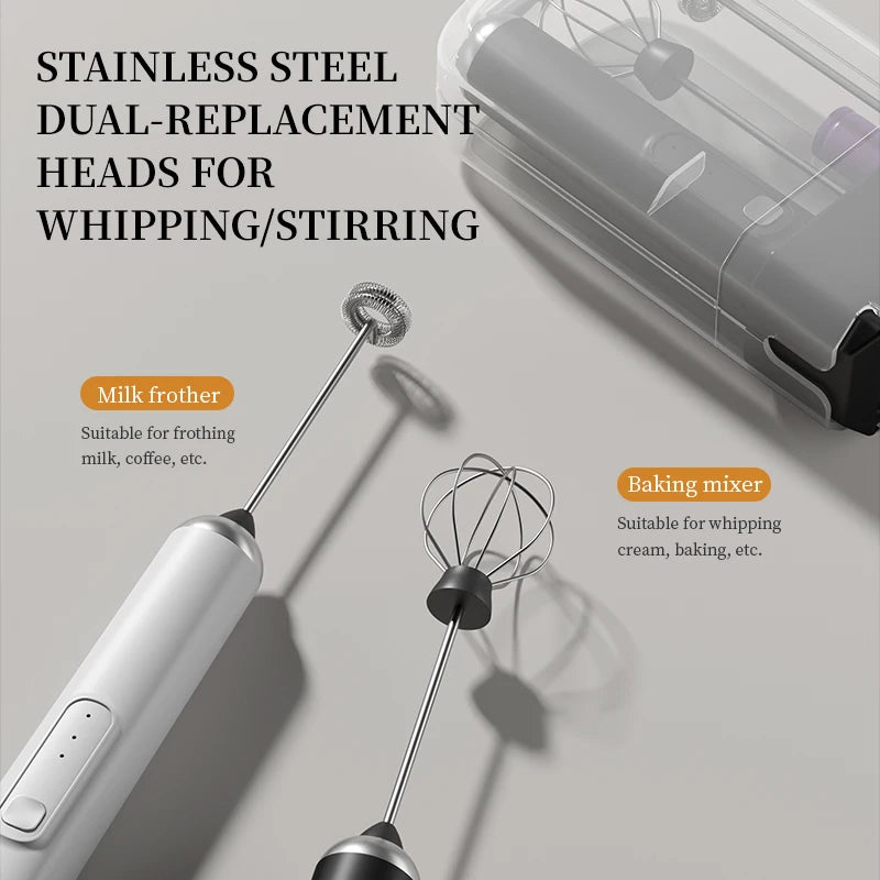 2026 New Electric Milk Frother Egg Beater Wireless Type-C Charging 3 Speeds Mini Handheld Foam Maker Coffee Whisk Cooking Tools