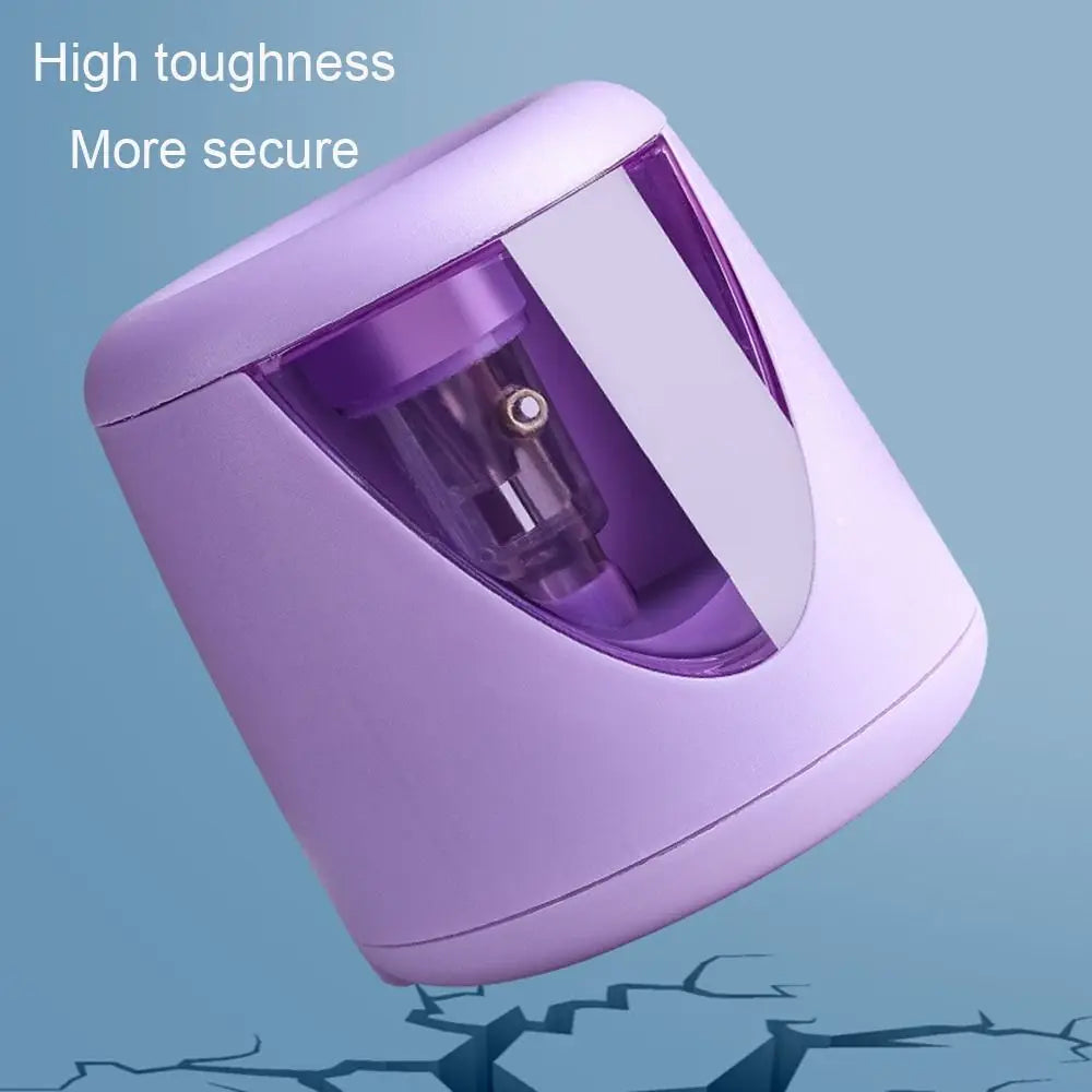 Cartoon with Decorative Sticker Switch Automatic Electric Pencil Sharpener Creative Stationery Mechanical Tool