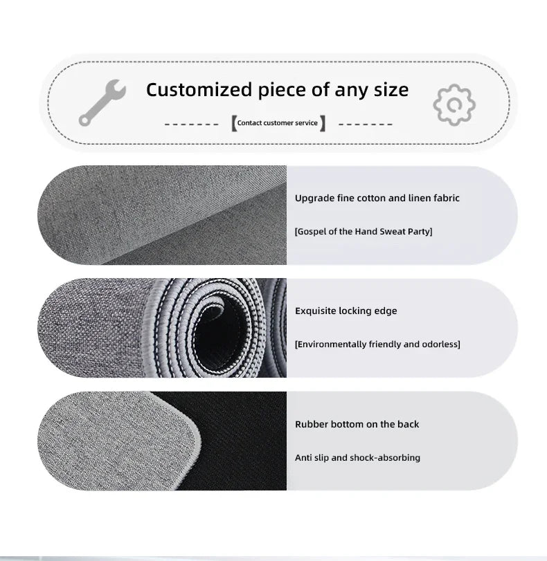 Cotton and Linen Rubber XXL Mouse Pad Gaming MousePad Large Desk Mat Gaming PC Desk Mat Computer Desk Pad Gaming Mouse Pad