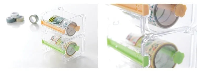 Stackable Tape Dispenser Transparent Design Tape Holder Creative Washi Tape Cutter Stationery School Supplies Office Supplies