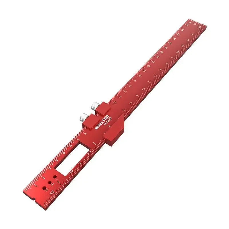 Precision Pocket T-Type Scribing Ruler with Slide Stop Inch & Metric Carpentry Square T-Track Measuring Marking Tool