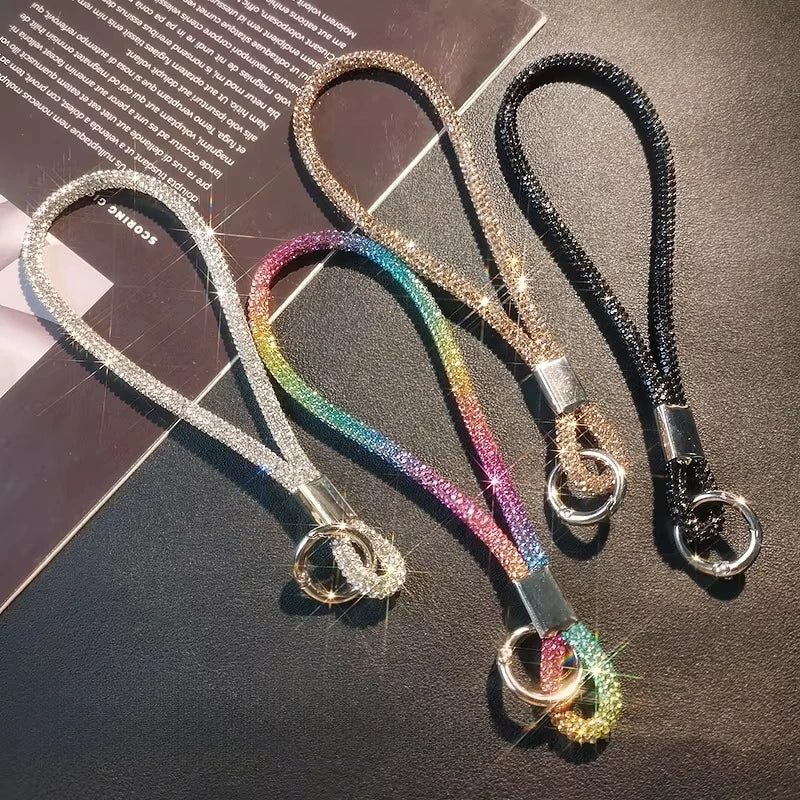 INS Glitter Phone Lanyard Phone Crystal Wrist Straps Keychain Anti-lost Rope For iPhone 16 Samsung Universal Bling Hanging Cord