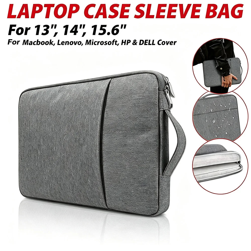 Laptop Sleeve Handbag Case For MacBook Air 13.6 15.3 M5 M4 Pro 14 13" HP Dell Lenovo 11" 14" 15.6" Notebook Bag Zipper Carrying