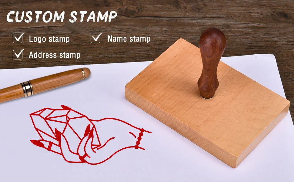 Personalized Wedding Stamp Wood Block Rubber Stamps Small Business Company Branding Stamp Custom Packaging Seal