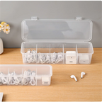 Transparent Data Cable Organizer Case Classification Dustproof Card Organizer with Lid Clutter Collection Box for Office Home