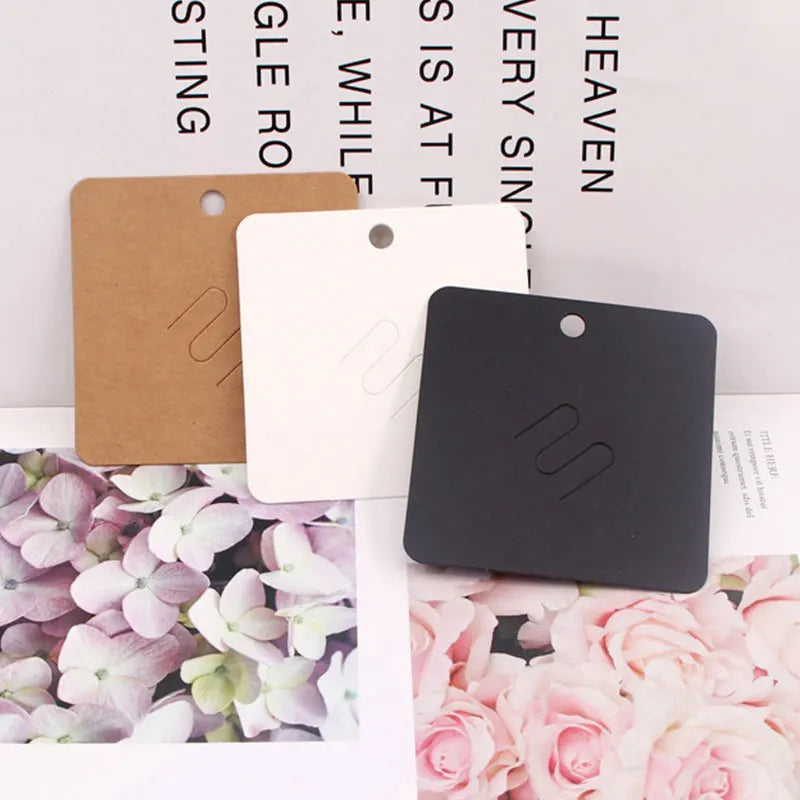 50pcs/lot Brooches Display Cards Blank Kraft Paper Tag for Jewelry Packaging Cards Small Business Sale Hang Price Tag Card 7*7cm