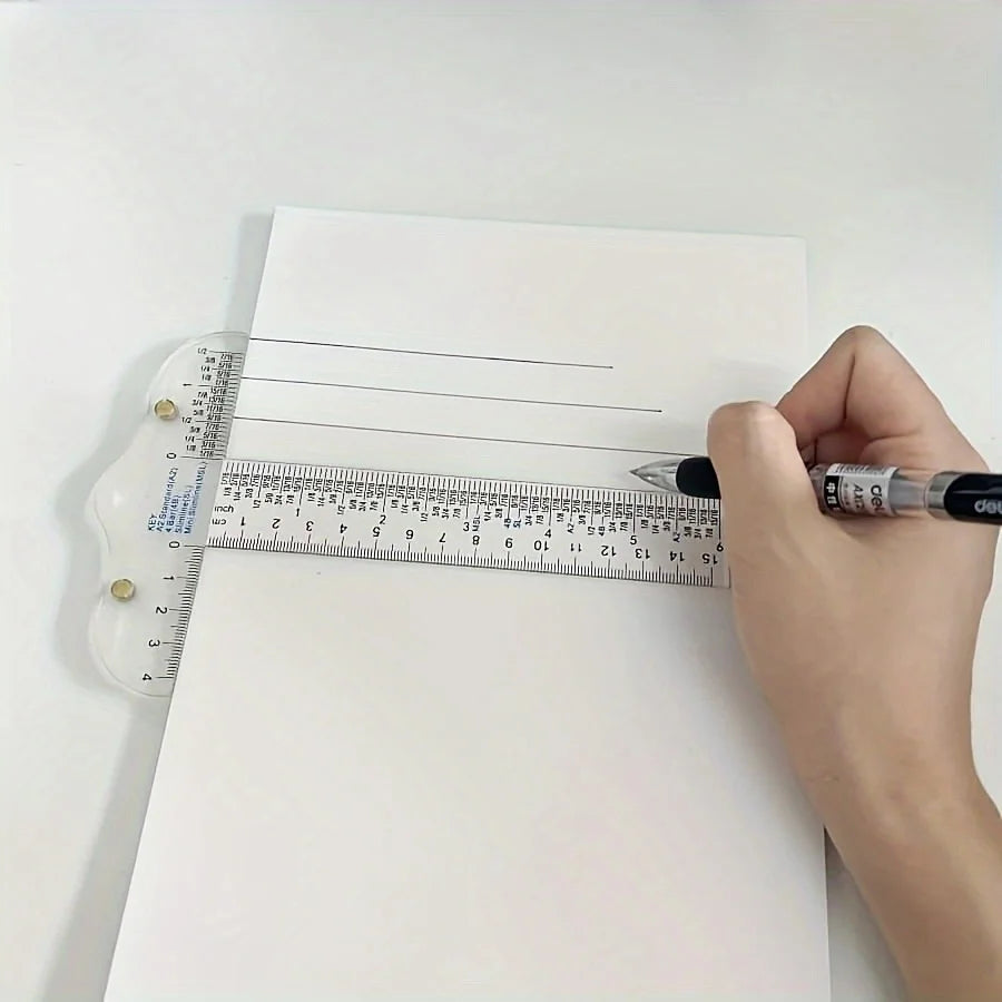 1pc Acrylic Double Scale T Ruler, DIY Manual Measurement Reference Ruler Multi-Function Drawing Tool