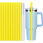 12Pcs Color Replacement Straws for Stanley 30/40 oz Tumbler , 12 in Long Reusable Plastic Straws for Stanley Cup, Plus 2 Brush