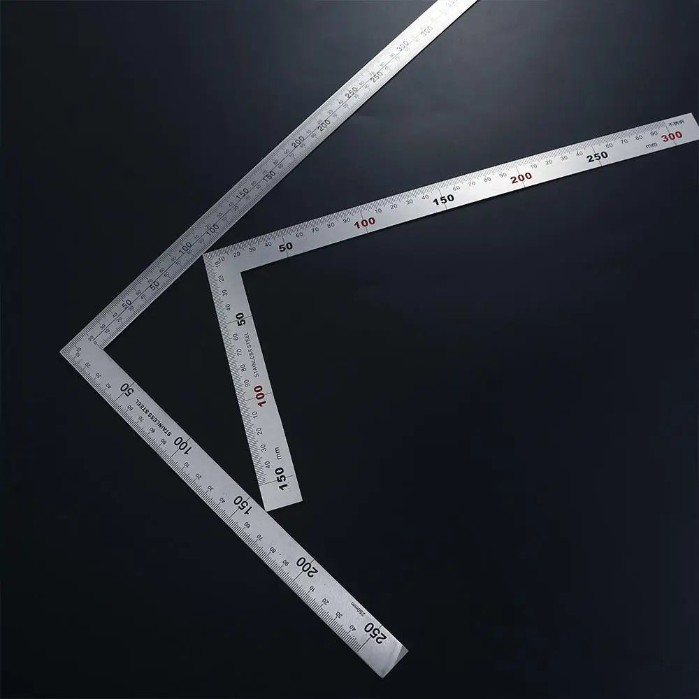 Stainless Steel L Shape Ruler Double Sided Ruler Measuring Tool Metal Straight 90 Degree Angle Ruler for Office School Supplies