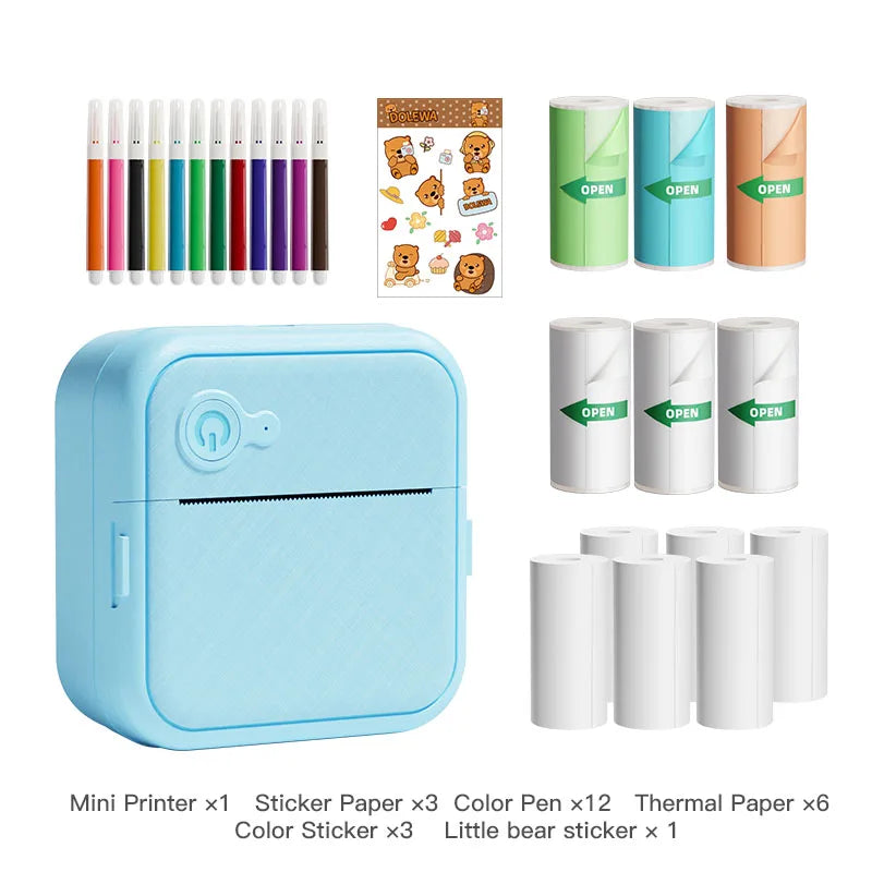 Dolewa D8 Portable Printer Thermal Paper Stickers Paper Mini Printers Labels Maker Printer for Photo Printing for Gift