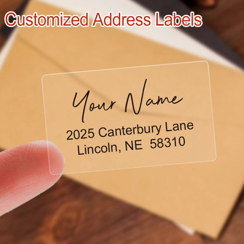Custom Printed Waterproof Mailing Labels - Durable Self-Adhesive Address Stickers for Invitations, usiness Mail & Greeting Cards