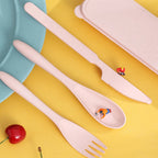 3Pcs/set Wheat Straw Dinnerware Set Portable Tableware Knife Fork Spoon Eco-Friendly Travel Cutlery  Utensil Box Chopsticks