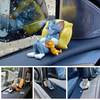 Cute Tom Car Dashboard Decor Set Cartoon Figure Jerry Vehicle Interior Desktop Ornament Collection Car Accessories Windshield