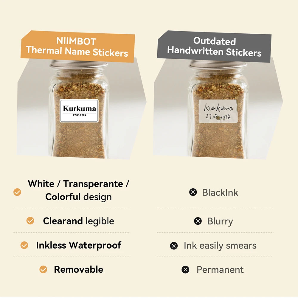 1 Roll NIIMBOT White/Cold Thermal Adhesive Label for B1 B21 B3S B31 B4 Anti-Oil Tear-Resistant Price Tag Home Bussiness Use
