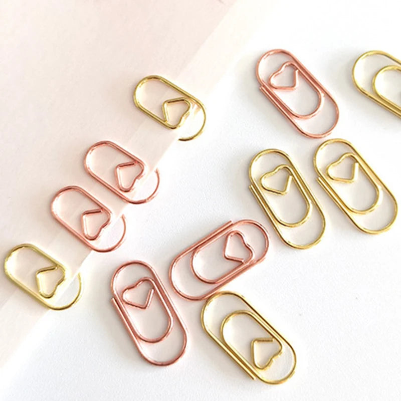 Kit 50pcs Mini Metal Heart Clips Office Supplies Paper Clip