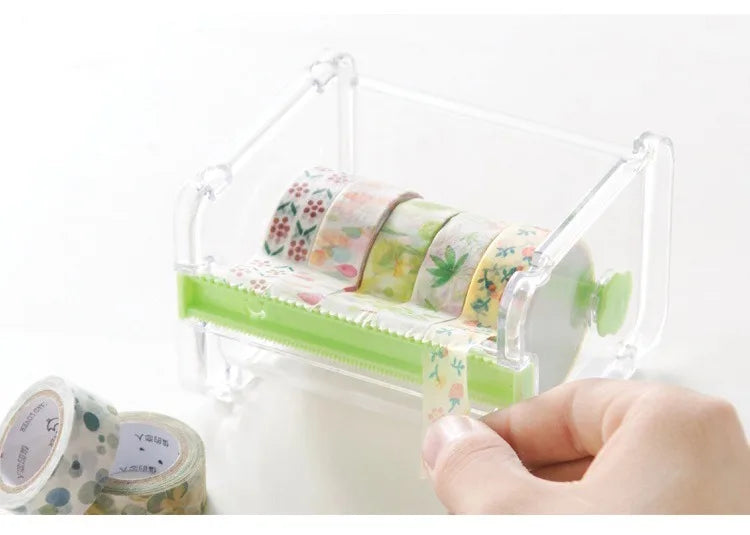 Stackable Tape Dispenser Transparent Design Tape Holder Creative Washi Tape Cutter Stationery School Supplies Office Supplies