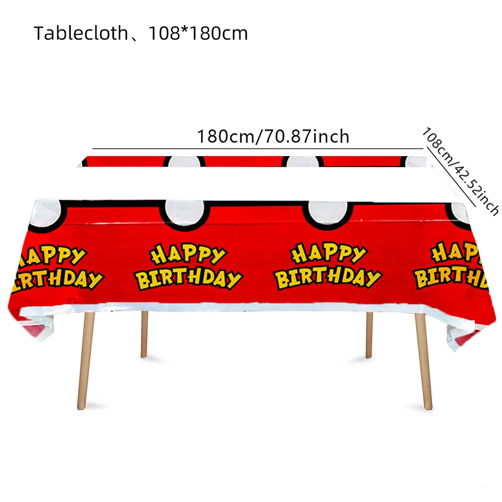 1pcs Pikachu Poké Ball Party Tablecloth Birthday Party Decoration Plastic Table Cover Tableware Baby Shower Supplies