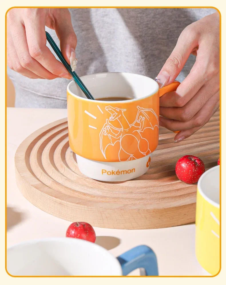 SHUNXIANG Pokémon Ceramic Mugs Coffee Cup Snorlax Stackable Kawaii Anime Boy Girl Breakfast Milk Juice Cup Ceramic Coffee Cup