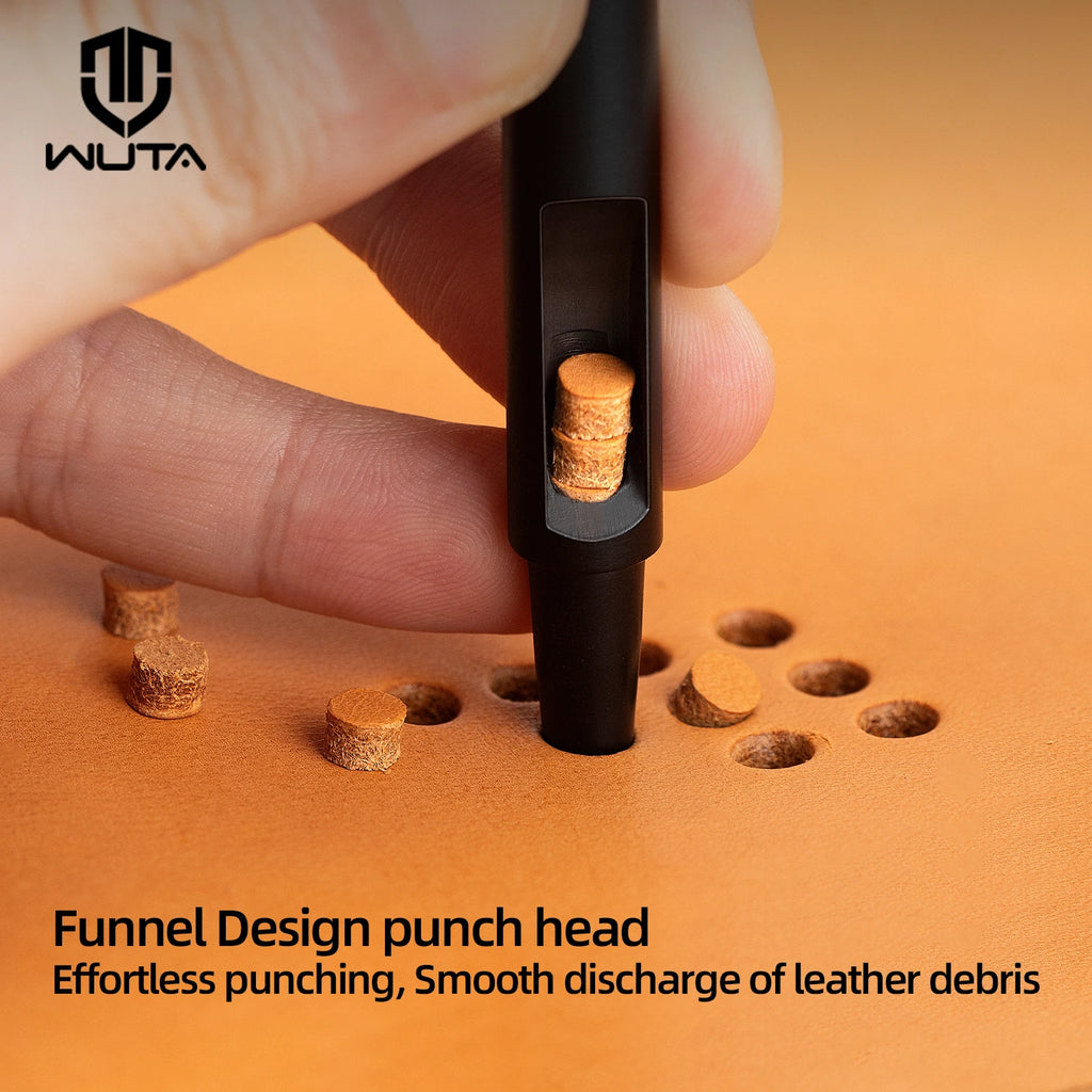 WUTA 1PC Leather Punching Tool Round Hole Hollow Puncher Black Titanium Plated Anti-rust DIY Craft Tool for Belt,Watch Band