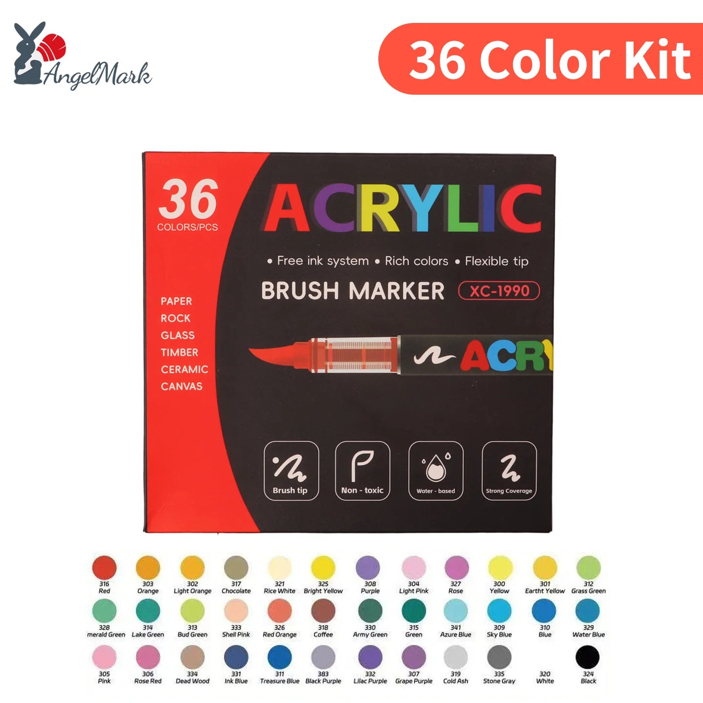 12-168 Colors Acrylic Paint Pen Marker Brush Tip Paint Marker For Rock Painting Wood Canvas Stone Christmas Gift DIY Craft