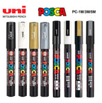 1pcs Japan UNI POSCA Marker Pen PC-1M/3M/5M POP Poster Graffiti Permanent Acrylic Marker White Black Gold Silver Art Supplies