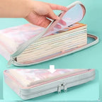 A4 Stationery Books Storage Bag Double-layer Mesh Zipper Bag Large Capacity Folders School Office Supplies