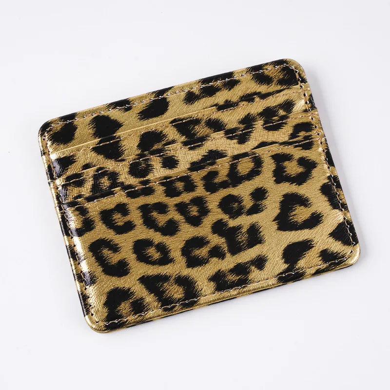 Unisex Fashion Leopard Print Card Wallet Bags PU Leather Business Id Credit Card Holder Case Bank Bus Card Cover Purse