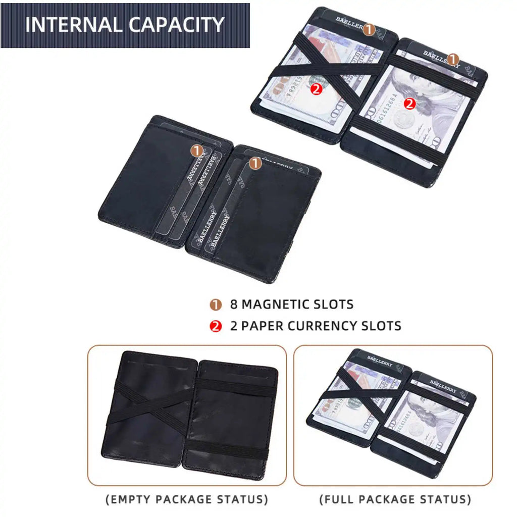 Business Thin Multi-Functional Short Bifold Card Holder Simple Elastic Nylon Belt Multi-Slot Wallet