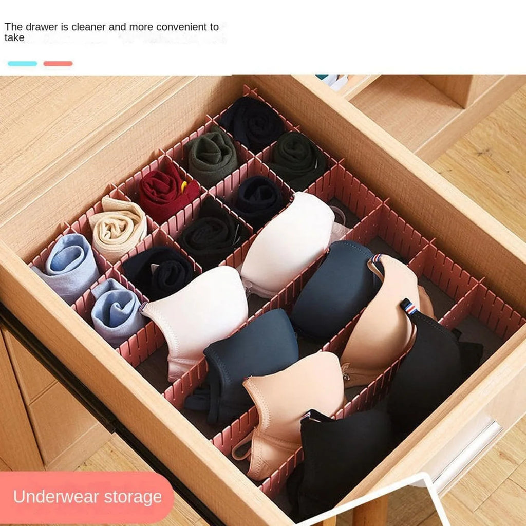4Pcs Drawer Storage Dividers Sock Compartment Box Free Combination Plastic Partition Board Underwear Grid Divider Organizer Cosmetics Miscellaneous Compartment Box