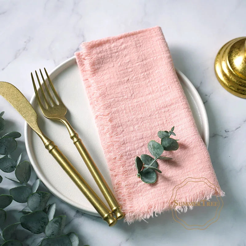 10pcs Napkins 41x41cm Cotton Cloth Gauze Retro Burr Rustic Towel Dining Place Mats Wedding Party Linen Fabric Table Decoration