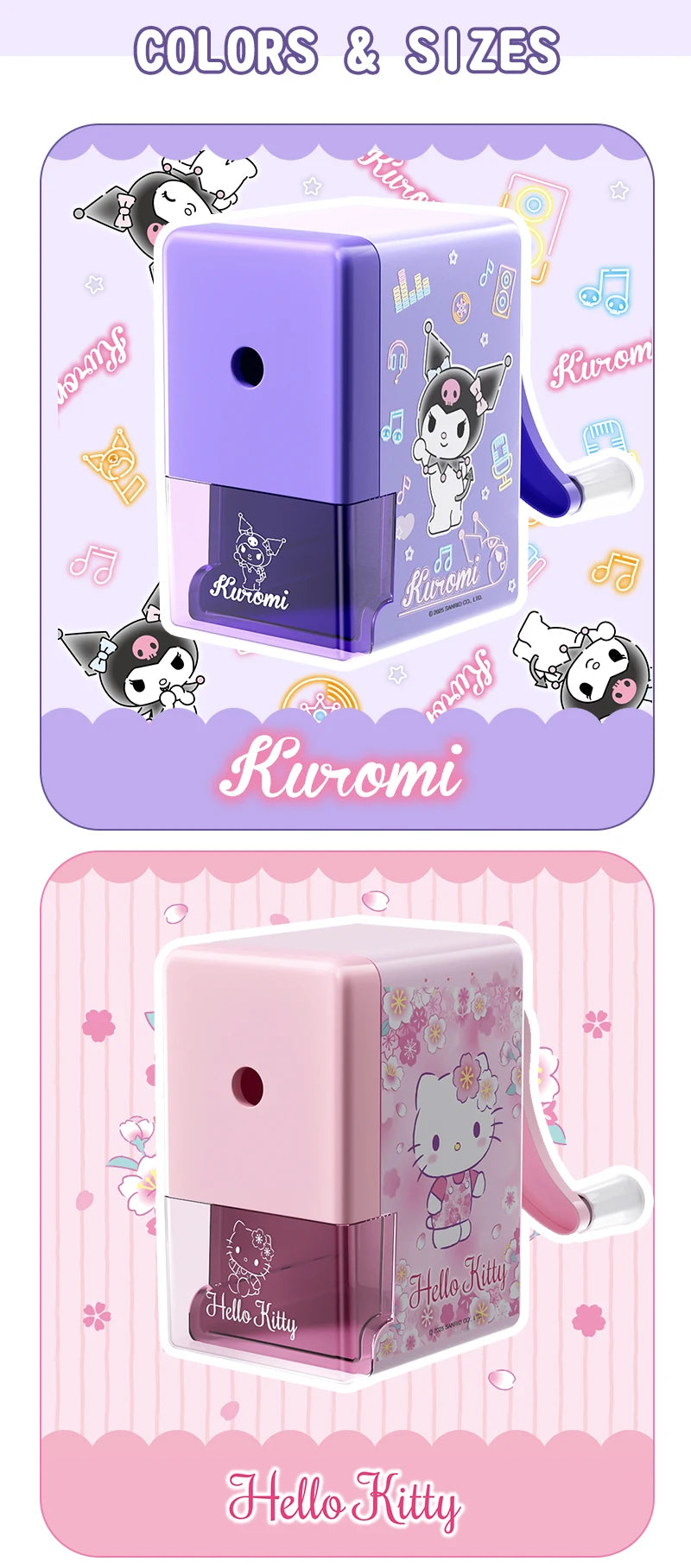 Sanrio Pencil Sharpener Fast Sharpening Easy to Use for Kids Students School Office Stationery Cute Anime Merch Kawaii Gift