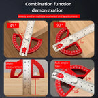 8/12Inch 180° Protractor Aluminum Alloy / Plastic Angle Finder Angle Ruler Woodworking Tools Measuring Ruler Meter Goniometer