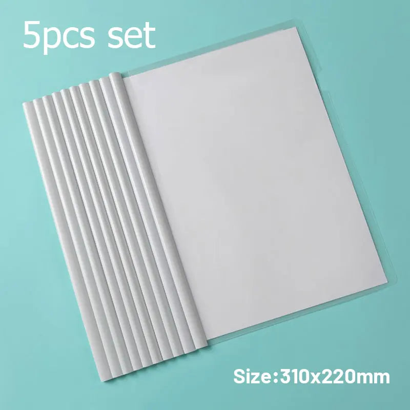 5pc/set A4 Transparent Folder Thickened Plastic Folder File Waterproof Test Paper Storage Bag Office Document Classification Bag
