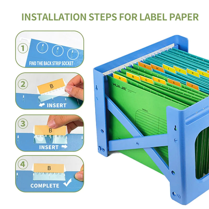 A4/FC PP Hanging File Folders with Plastic Hooks – Suspended Type Quick Labor Folder, Multi-Color, Home Office Document Storage