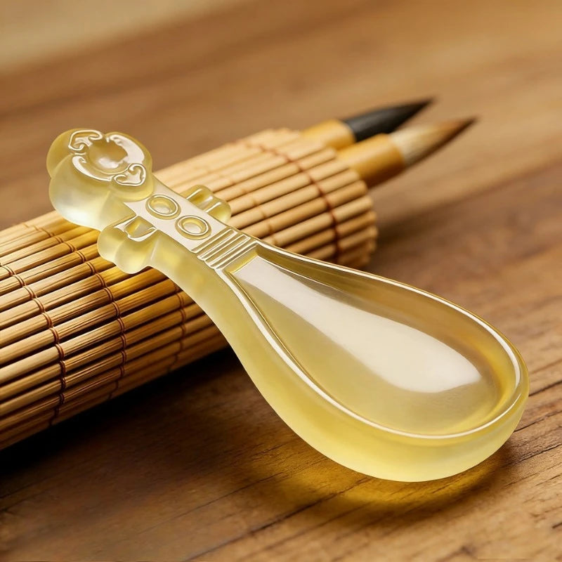 Lute and Guqin Shaped Ink Dish with Lid Chinese Calligraphy Ink Stone Traditional Stationery for Students