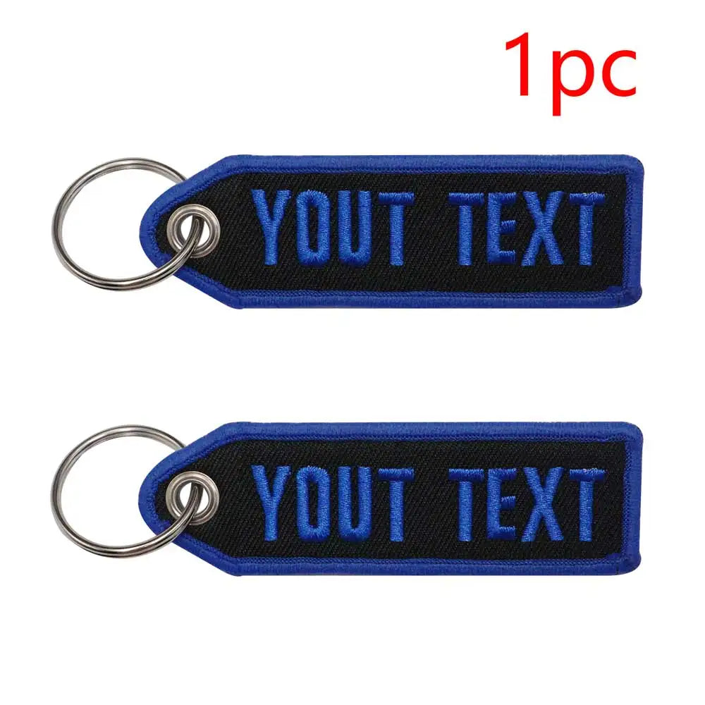 Personalized Color font  Keychain  Customize Text Tag Double Sided Embroidery for Motorcycles Cars ATV Scooters