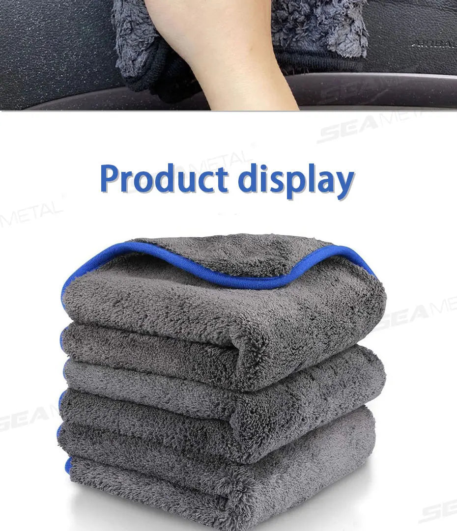 SEAMETAL Thicken Car Cleaning Towel 1200GSM Super-Absorption Microfiber Washing Towel Ultra-Soft Scratch-Free Car Drying Cloth