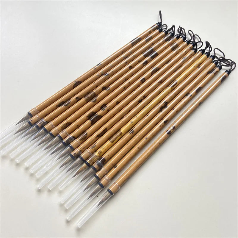 10 Pcs Weasel Hair Calligraphy Brush Pen Metal Holder Chinese Painting Brush Wholesale of Xiaokai Regular Script Writing Brush